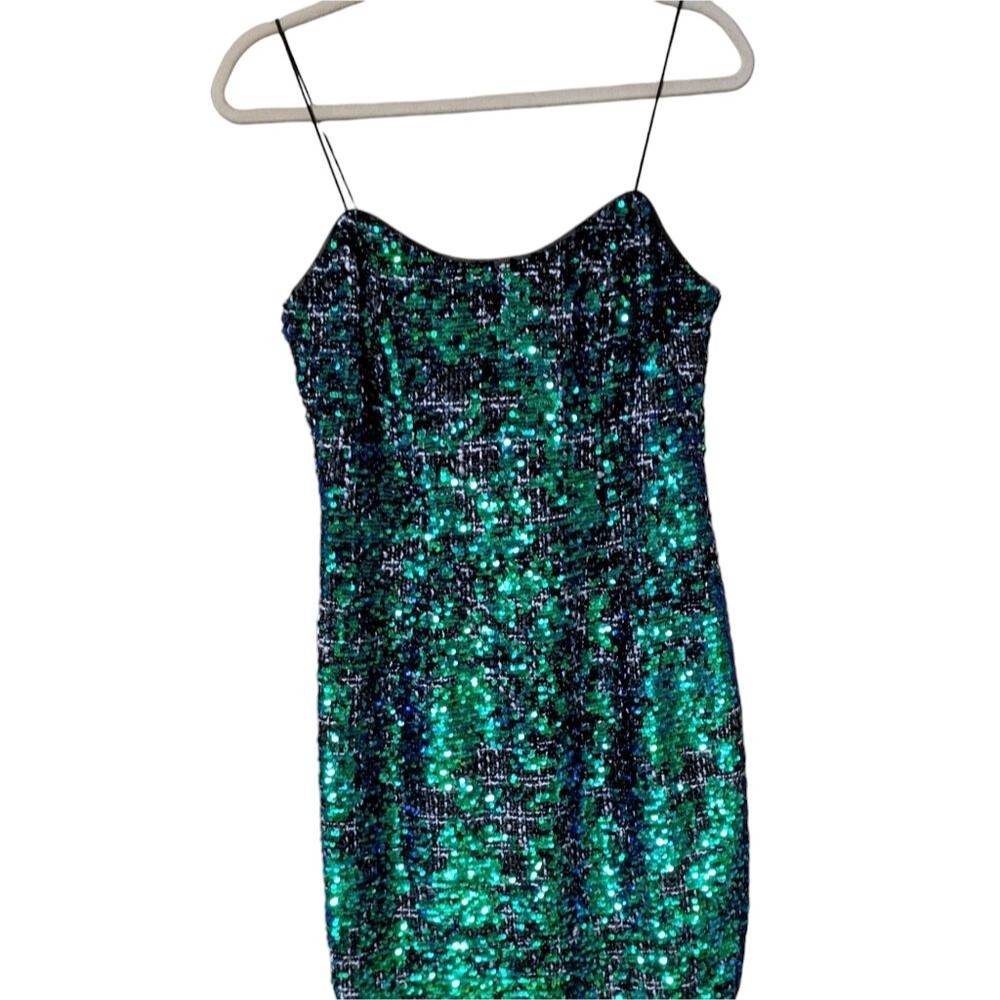 Adrianna Papell sequin tweed dress size 4 spaghetti strap party event wedding - Picture 11 of 11